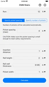 CMM Stair Rail Calculator screenshot 2