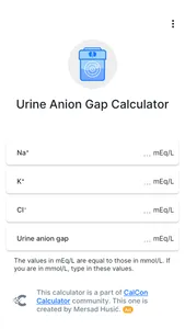 Urine Anion Gap Calculator screenshot 0