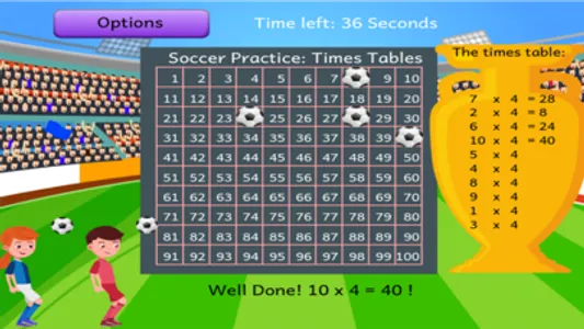 Soccer Times Tables Lite screenshot 2