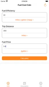 Fuel Cost Calculator - Calc screenshot 0