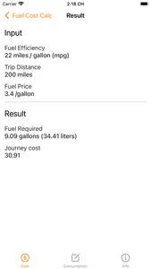 Fuel Cost Calculator - Calc screenshot 1