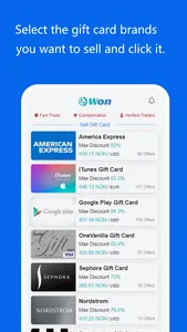 Won: Sell Gift Cards screenshot 1