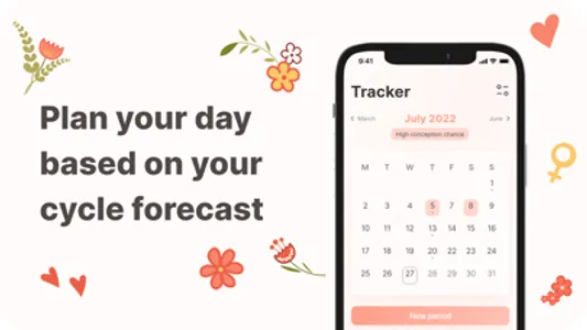 Period tracker, calendar app • screenshot 1