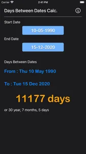 Days Between Dates Calculator screenshot 0