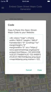 Embed code for OpenStreetMaps screenshot 1