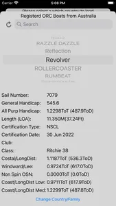 ORC Yacht Certificate Data screenshot 1