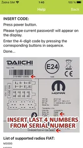 RADIO CODE for FIAT DAIICHI screenshot 1