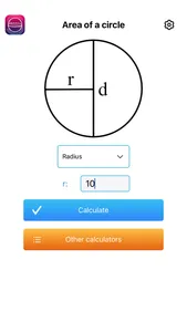 Area of circle screenshot 0