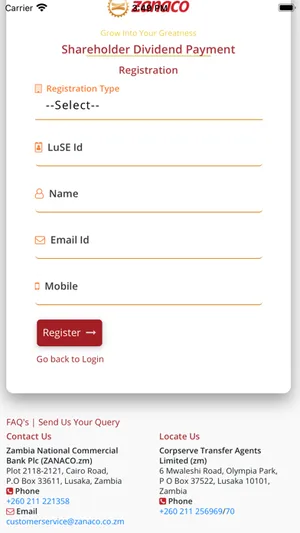 Zanaco shareholder screenshot 3