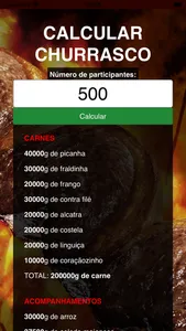 Calculadora de Churrasco screenshot 1