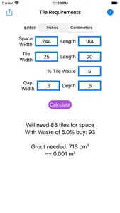 Tile & Grout Calculator screenshot 1