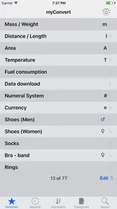 myConvert - unit converter screenshot 1