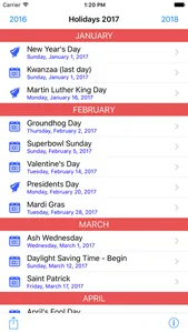 Holidays Calendar screenshot 0