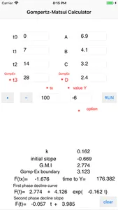 Gompertz-Matsui Calculator screenshot 0