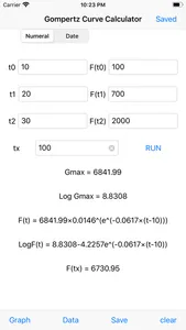 Gompertz curve Calculator screenshot 0