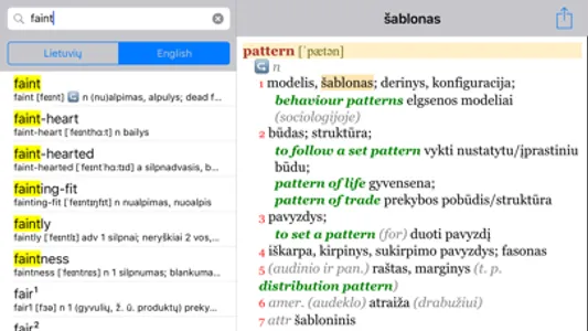 Anglonas - the English-Lithuanian dictionary screenshot 3