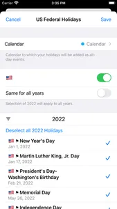 US Holidays - cals with flags screenshot 2