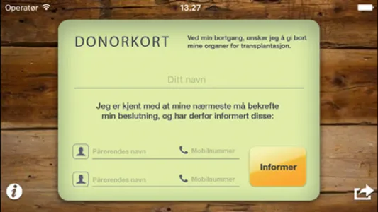 Donorkort screenshot 1