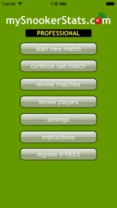 MySnookerStats - Snooker Scoring and Statistics screenshot 0