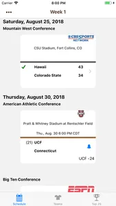 College FB Scores & Schedules screenshot 0