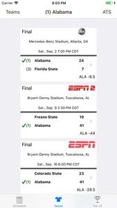 College FB Scores & Schedules screenshot 1