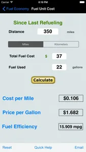Fuel Calculator: MPG, L100k screenshot 0