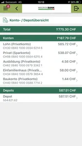 Migros Bank E-Banking Phone screenshot 1