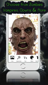 Mask Booth - Transform into a zombie, vampire or scary clown screenshot 1