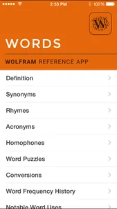Wolfram Words Reference App screenshot 0