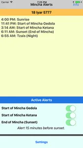 Mincha Alerts Prayer Reminders screenshot 0