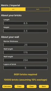 Brick Calculator / Wall Build screenshot 1