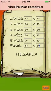 Vize Final Puan Hesaplayıcı screenshot 1