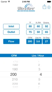 Ultra-Aire Psychrometric Calculator screenshot 1