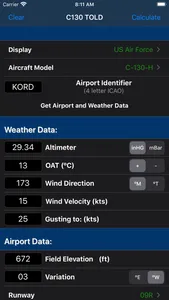 C130 TOLD Calculator: T56-A-15 screenshot 2