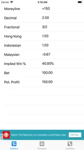 Sports Betting Odds Calculator screenshot 1