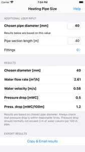 Heating Pipe Size screenshot 1