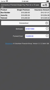 CFG Preneed Rate Calculator screenshot 0