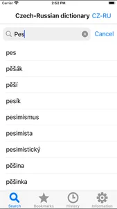 Czech-Russian dictionary screenshot 0