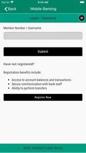 XCEL FCU Mobile Application screenshot 1