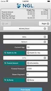 NGL Insurance Rate Calculator screenshot 1