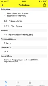 NWB AfA Tabellen screenshot 2