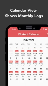 Workout Calendar: Track/Log screenshot 0