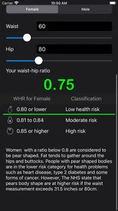 Waist to Hip Ratio Calc screenshot 1