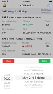 Singapore COE Prices & Bidding screenshot 1