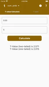 t Table - Values Table screenshot 0