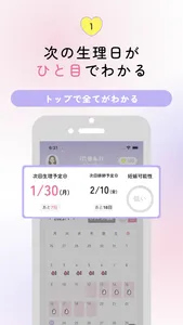 ムーンカレンダー：体調と心の管理もできる生理管理アプリ screenshot 1