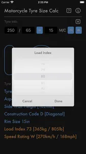 Motorcycle Tyre Size Calc screenshot 6