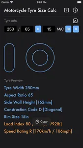 Motorcycle Tyre Size Calc screenshot 8