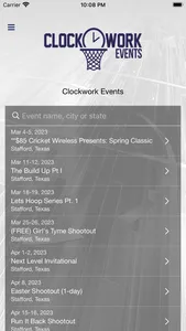 Clockwork Basketball Events screenshot 0