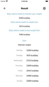 Calorie calculation screenshot 1